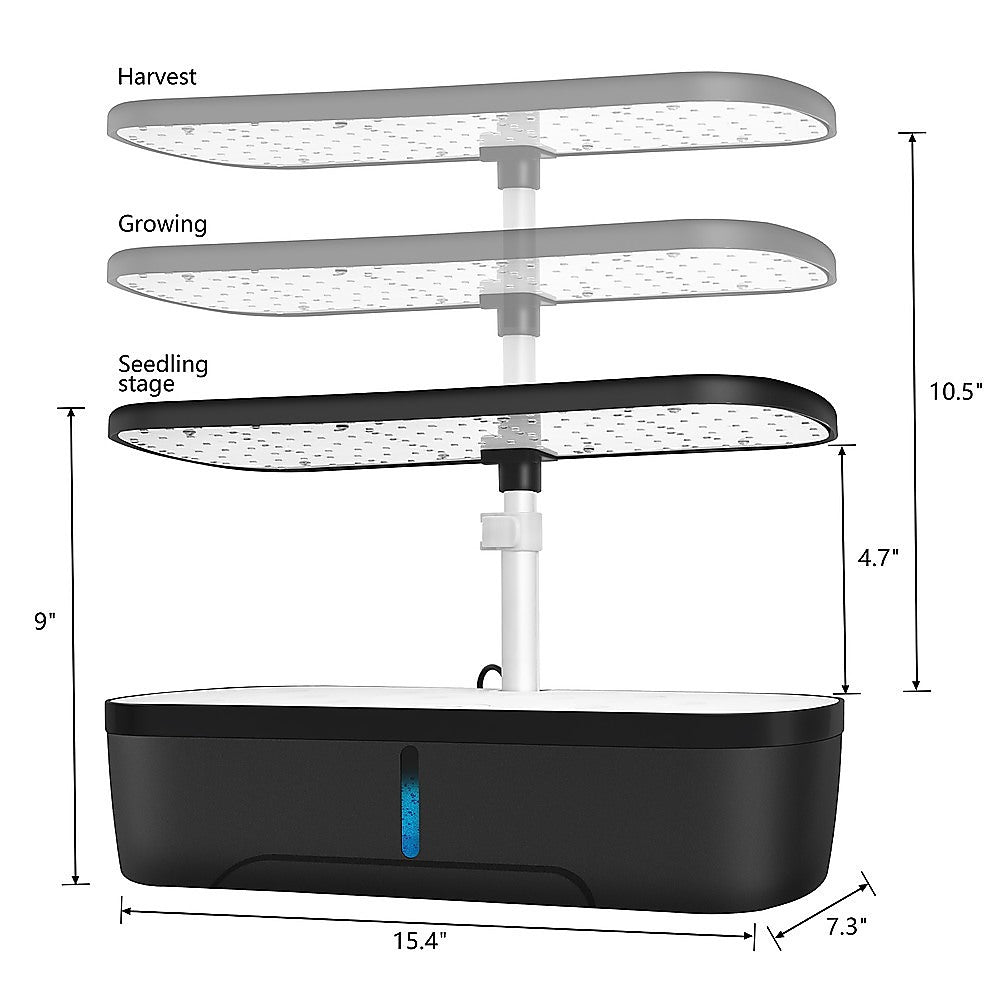 24W LED Hydroponics System, 3 Light Modes, 12 Pods