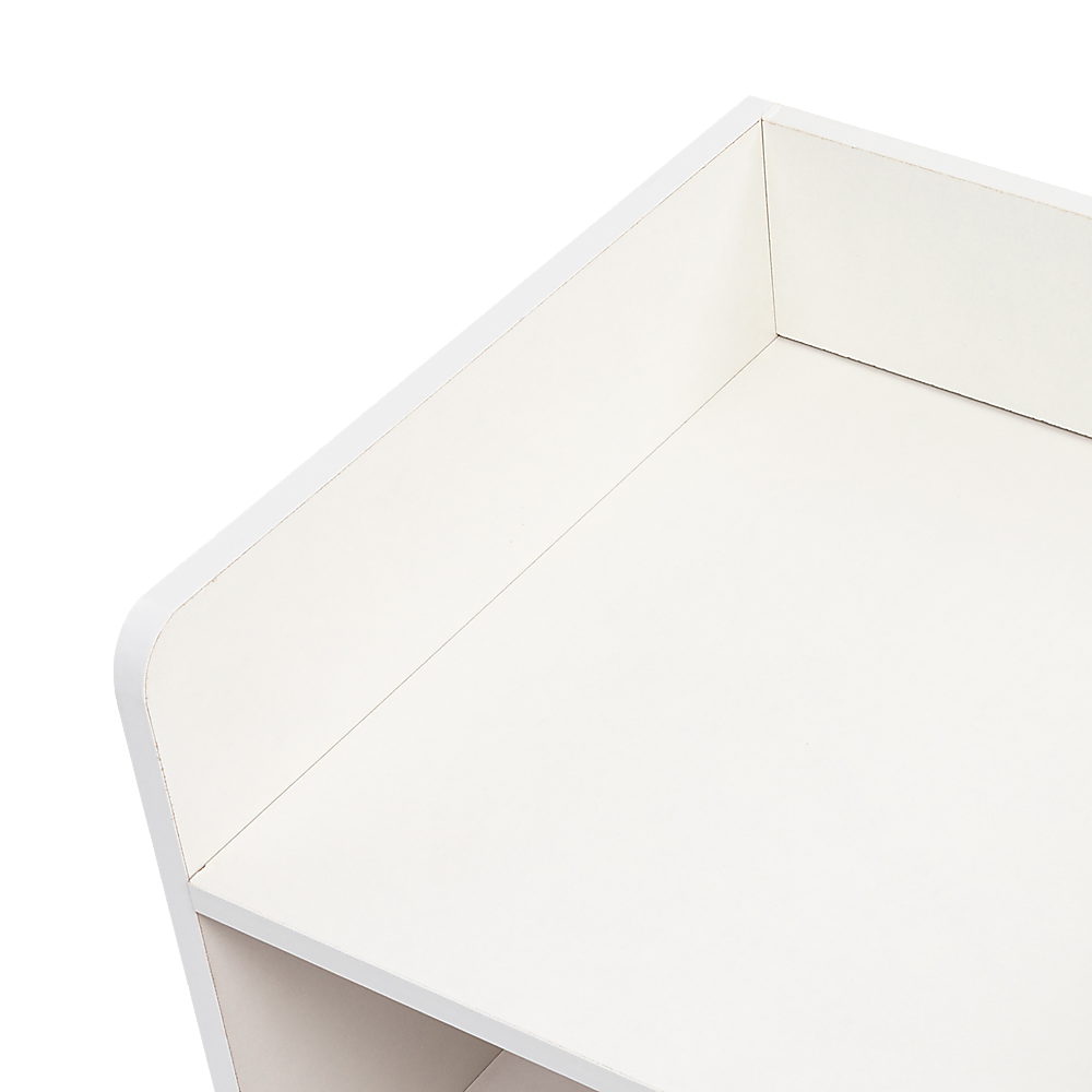 White Bedside Table w/ Shelves & Drawer 36x30x45cm