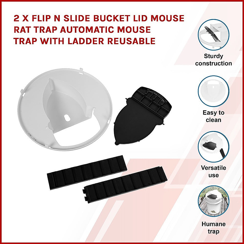 Set of 2 Flip N Slide Mouse Rat Traps, Reusable, Pet Safe