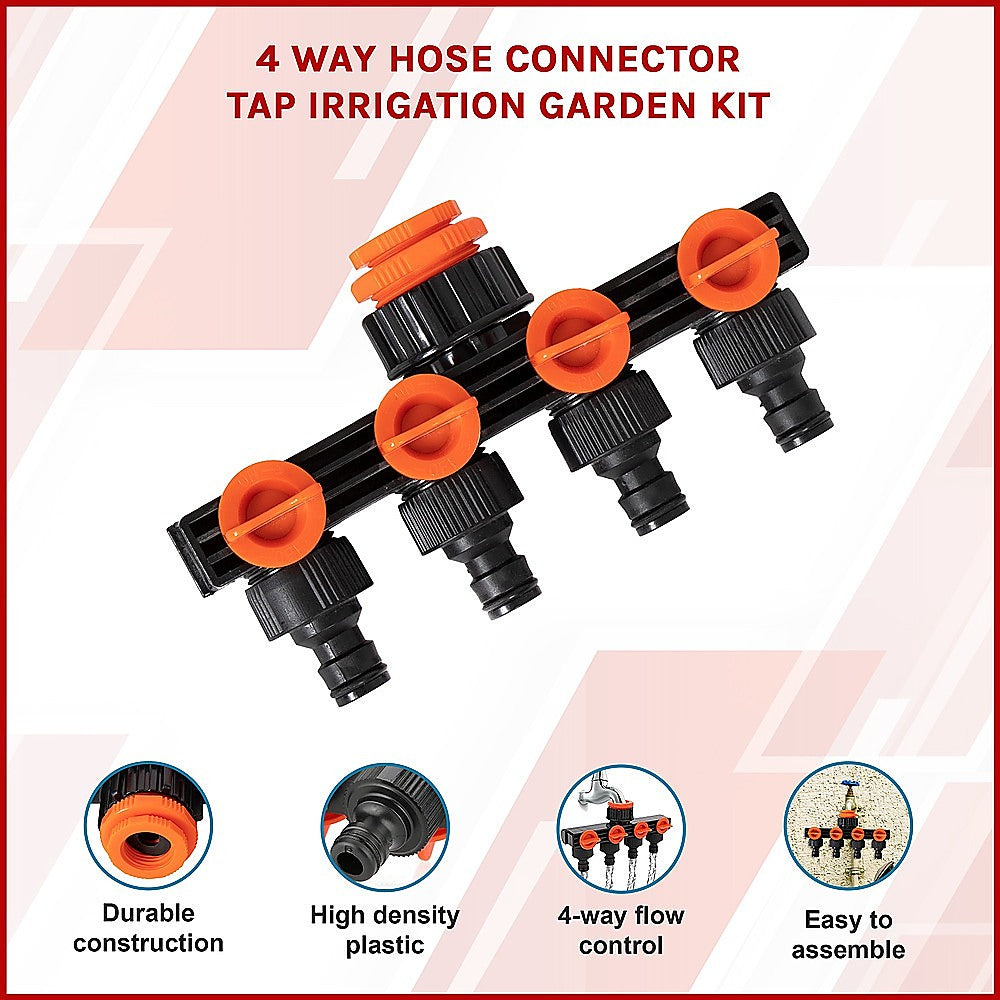 High-Density 4-Way Garden Hose Connector Kit