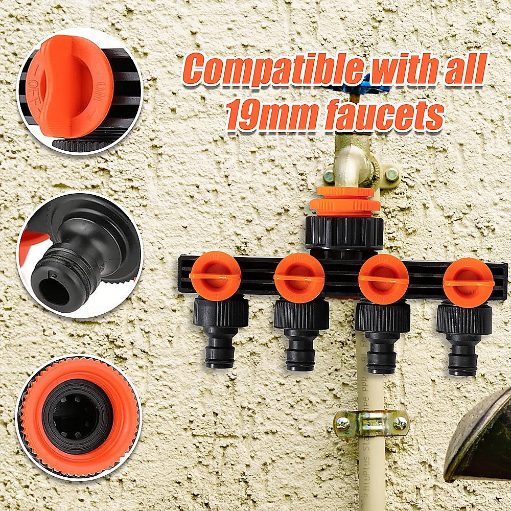 High-Density 4-Way Garden Hose Connector Kit