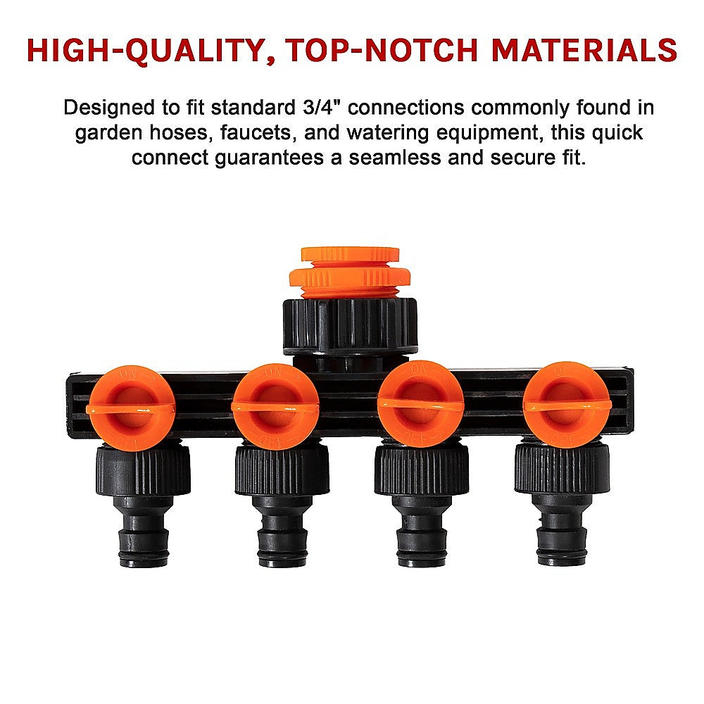 High-Density 4-Way Garden Hose Connector Kit