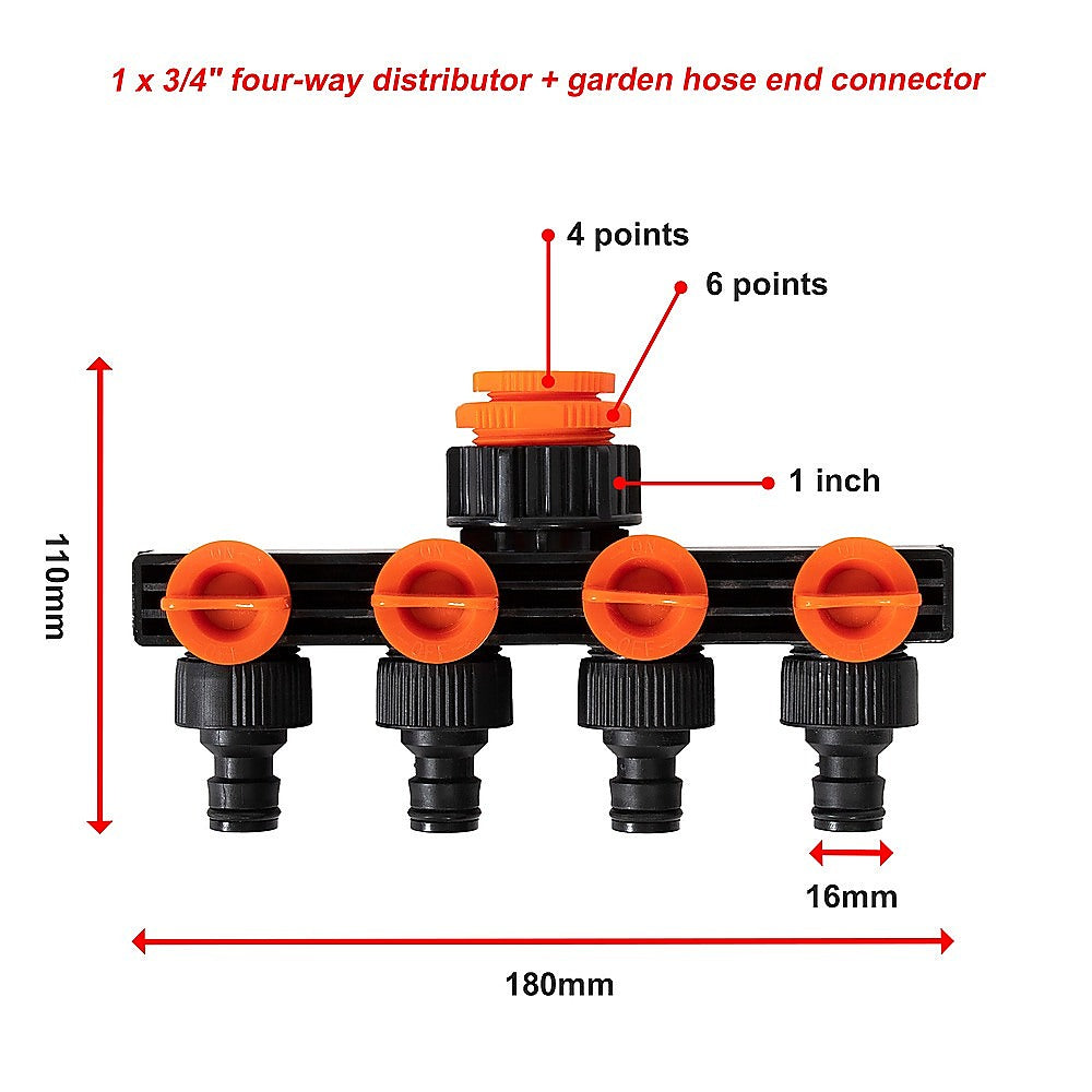 High-Density 4-Way Garden Hose Connector Kit