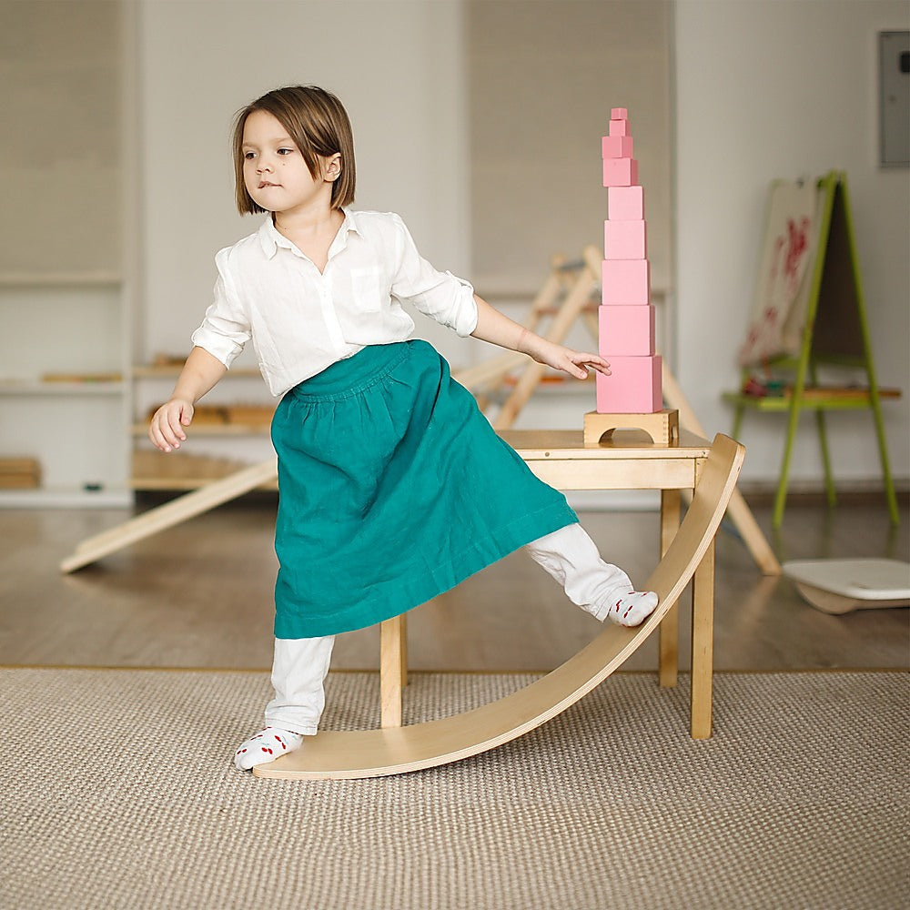 Curved Wooden Wobble Balance Board for Kids & Adults