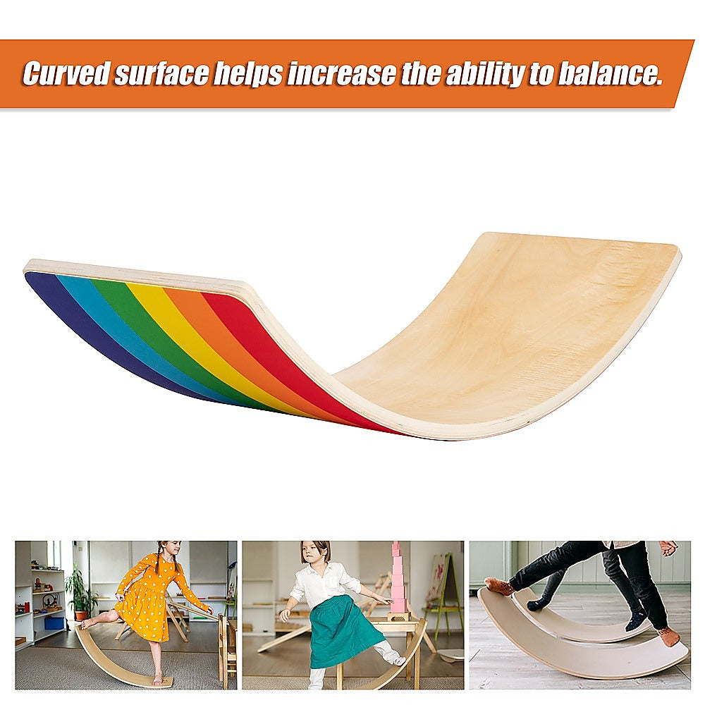 Curved Wooden Wobble Balance Board for Kids & Adults