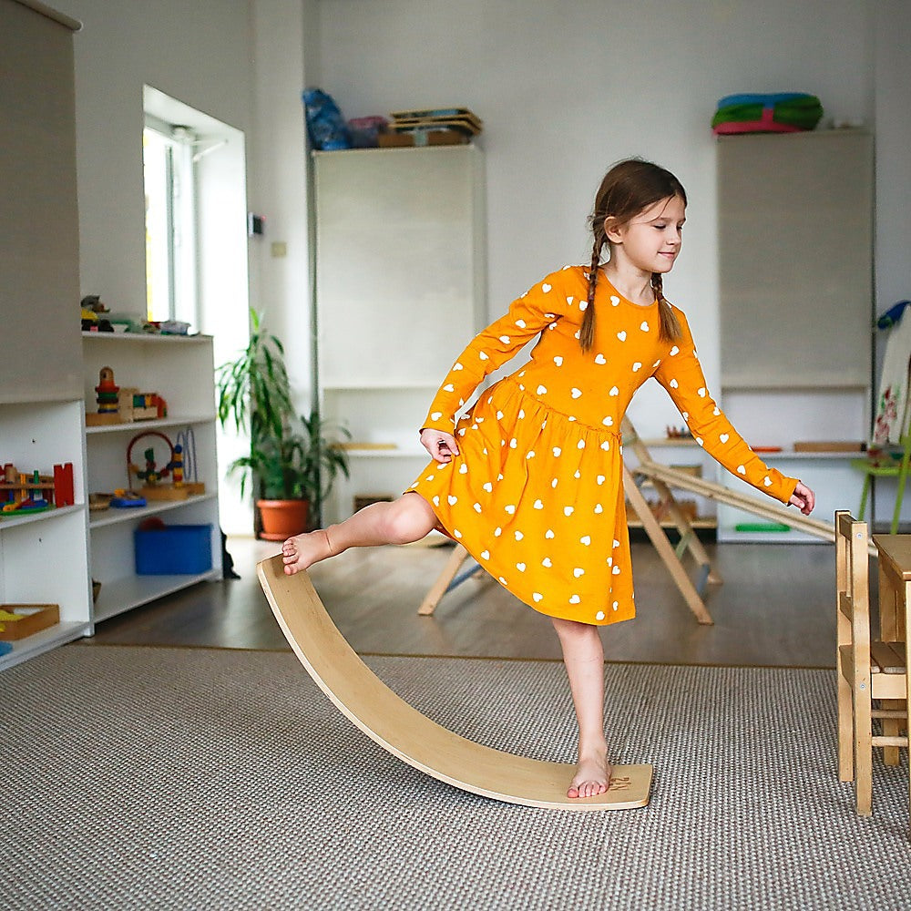 Curved Wooden Wobble Balance Board for Kids & Adults