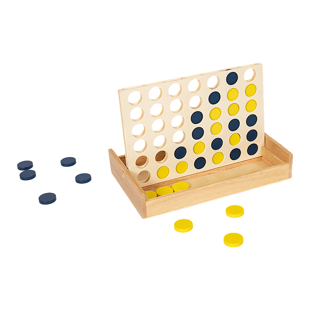 Foldable Wooden 4 in a Row Game for Kids, 2 Players