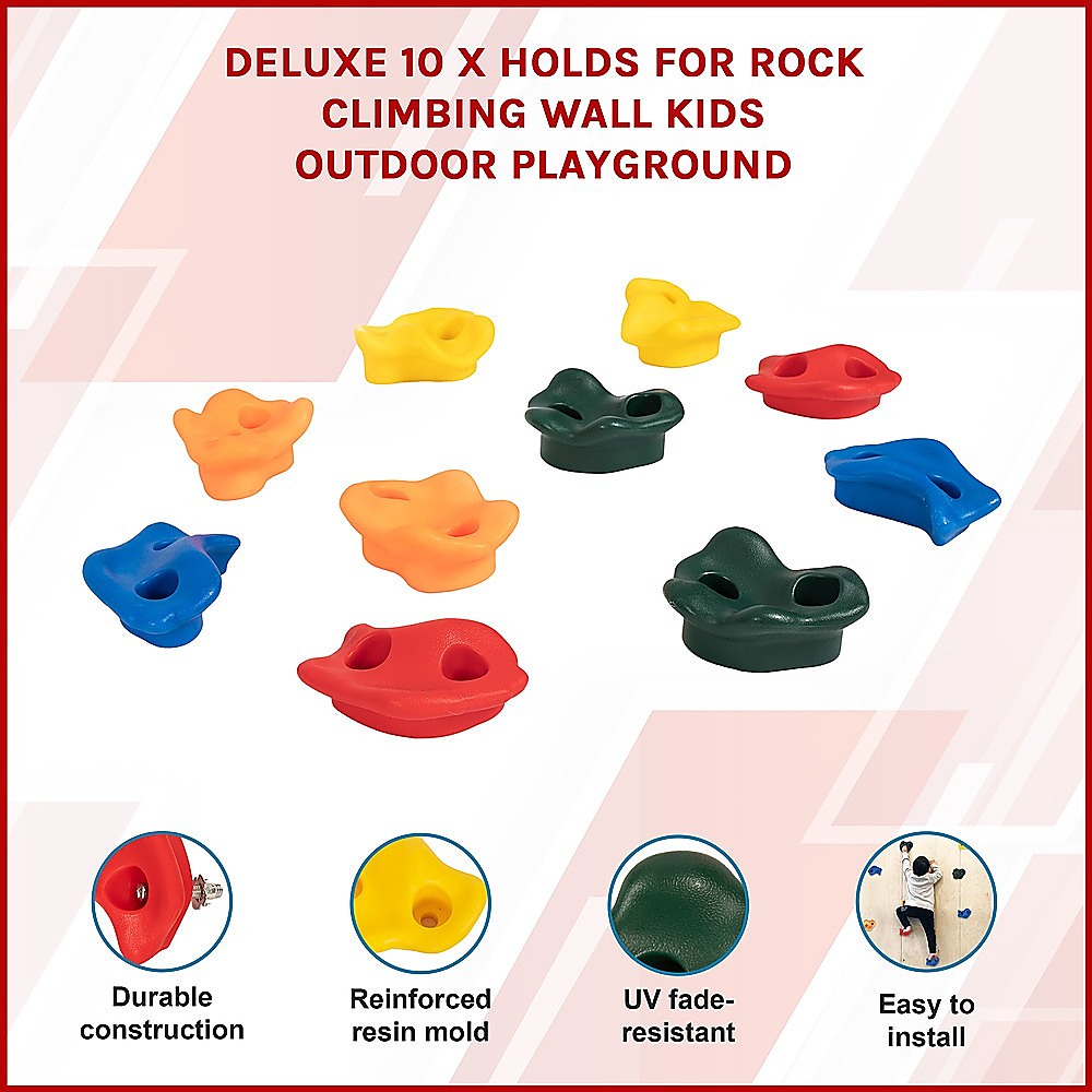 Durable Kids Outdoor Rock Climbing Holds Set - 10 Pack