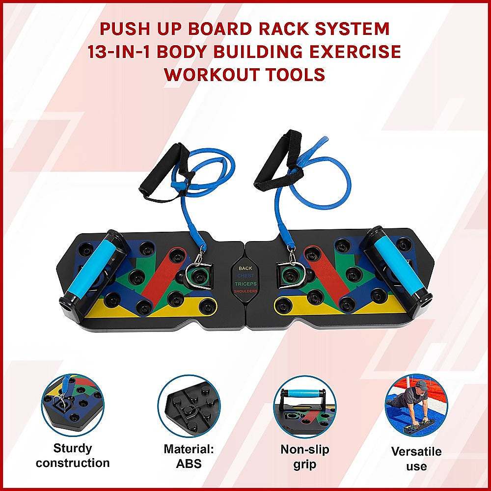 13-in-1 Push Up Board Rack with Resistance Bands Set