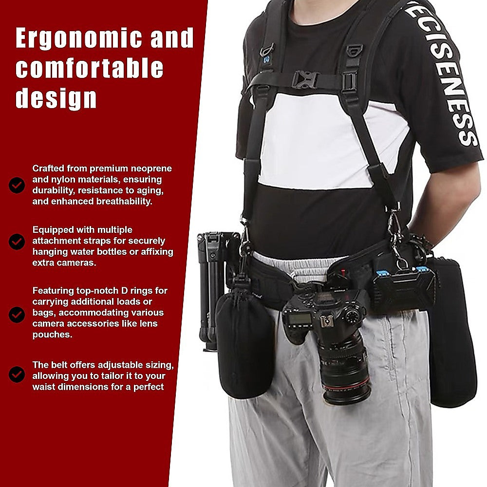 Premium Durable Camera Strap Kit with Waistband and Shoulder Straps