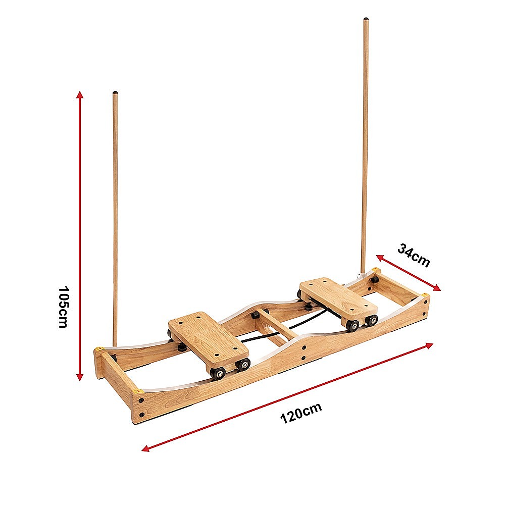 Premium Rubber Wood Ski Machine w/ Handrails