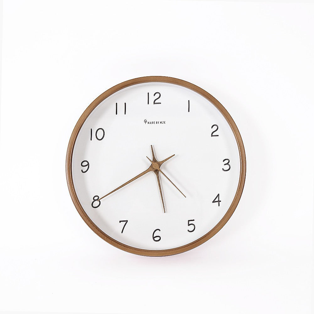 Solid Wood 10" Modern Wall Clock with Glass Face