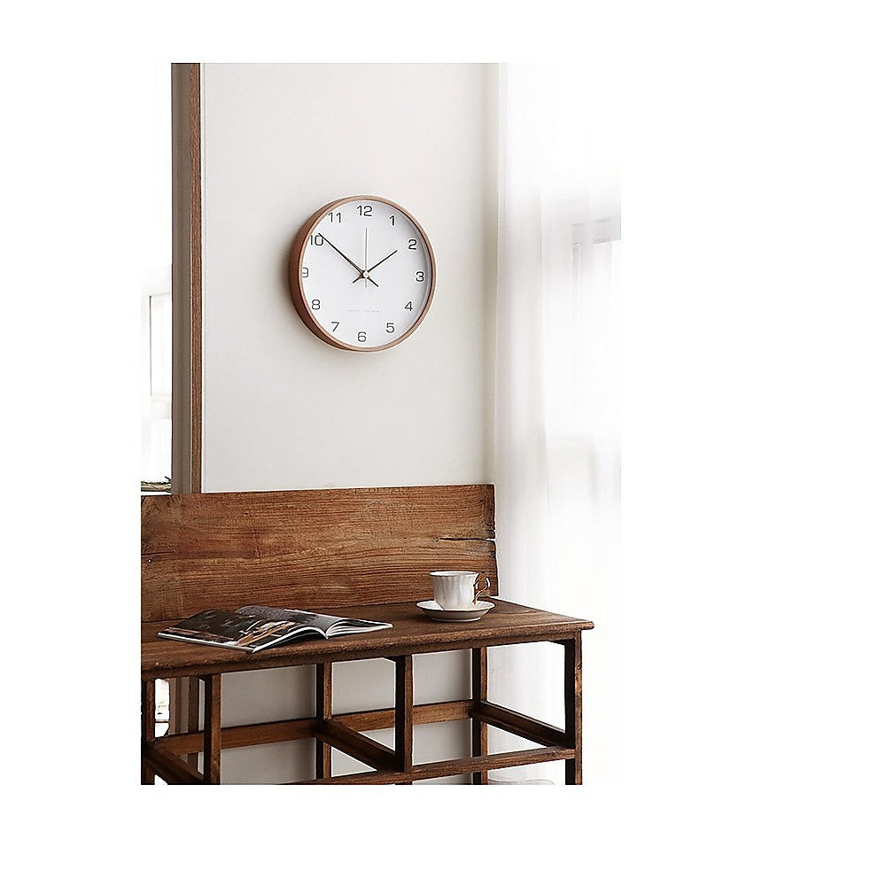 Solid Wood 10" Modern Wall Clock with Glass Face