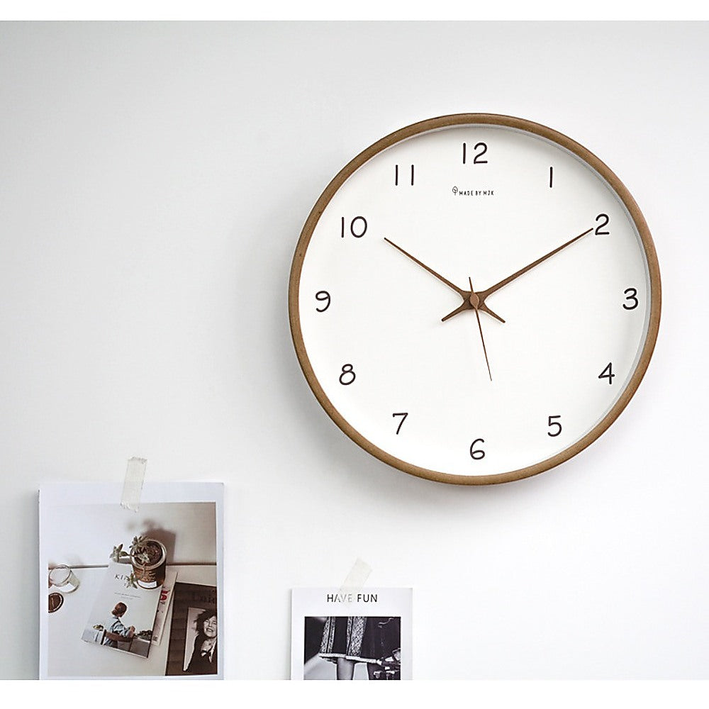 Solid Wood 10" Modern Wall Clock with Glass Face