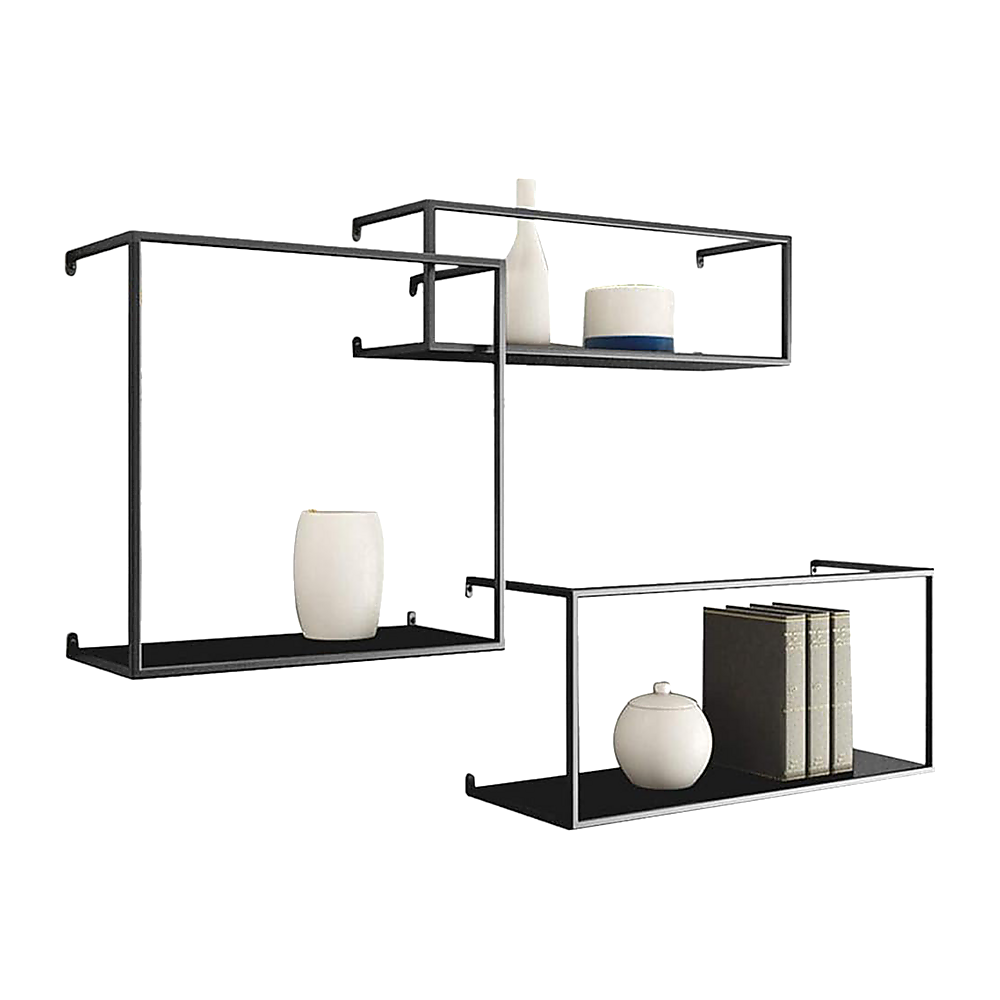 Floating Shelves Retro Industrial Ledge Black Metal Display Stand