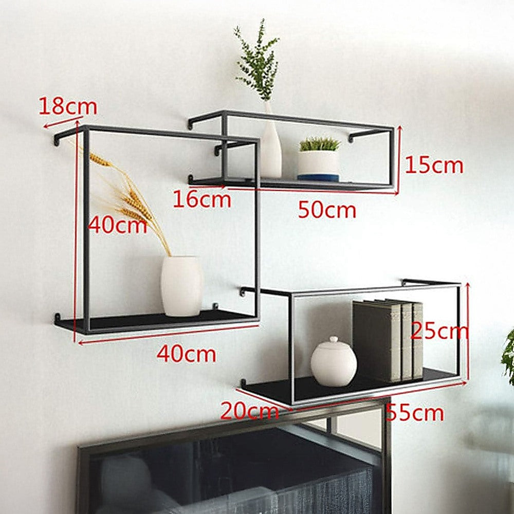 Floating Shelves Retro Industrial Ledge Black Metal Display Stand