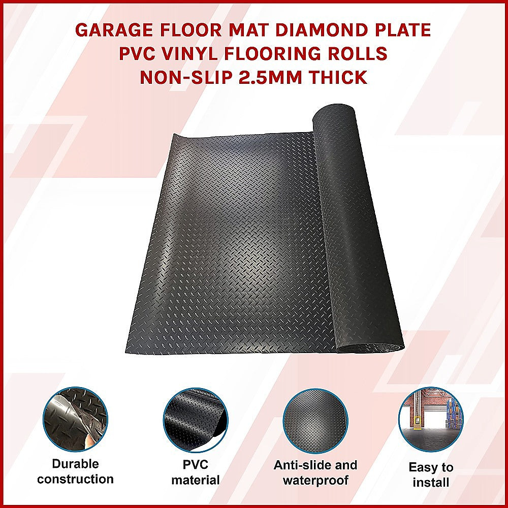 Anti-Slip Waterproof Diamond Plate PVC Garage Floor Mat 1.2x1.2m