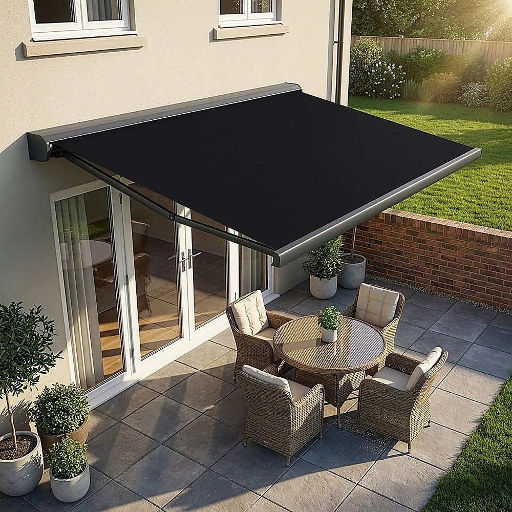 4.0m x 3.0m Retractable Folding Arm Awning Heavy Duty Full Cassette Motorised
