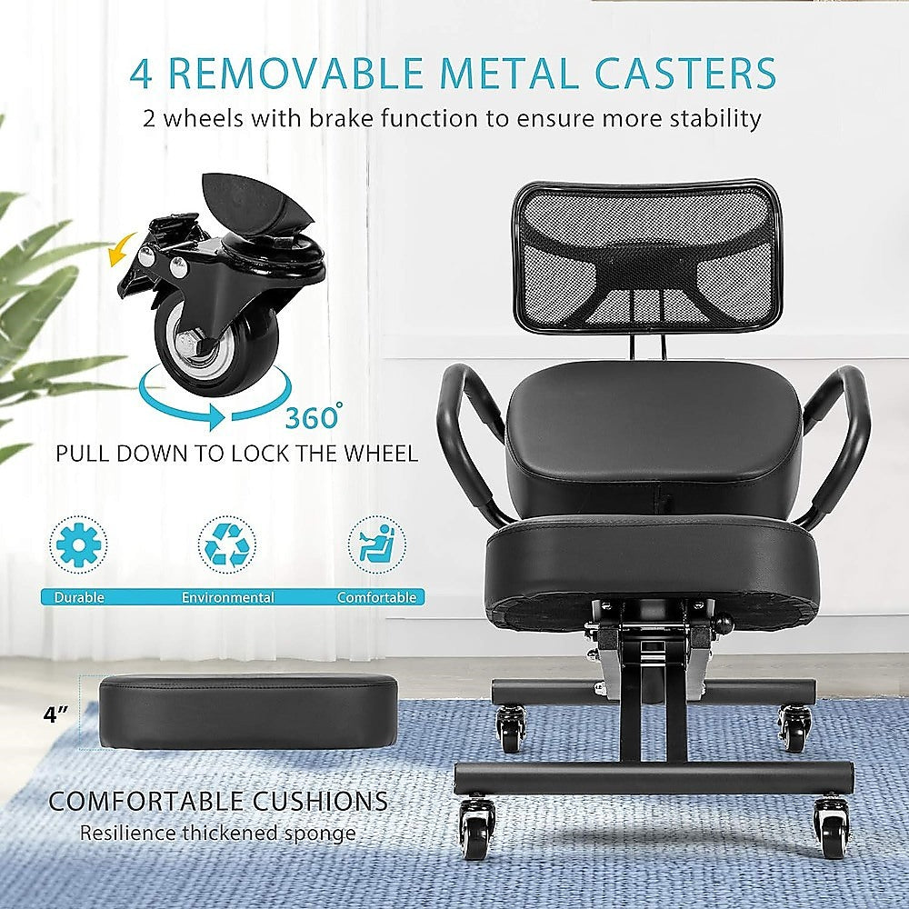 Adjustable Ergonomic Kneeling Posture Chair w/ Backrest - 100kg