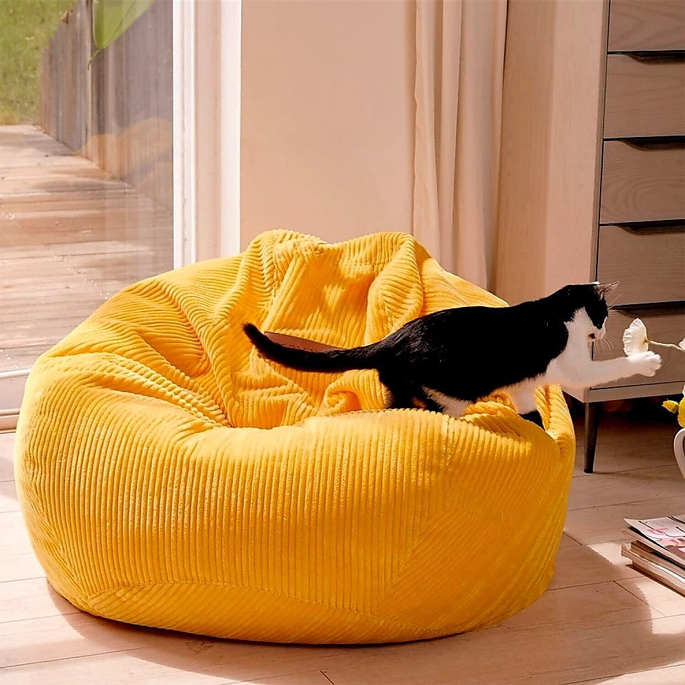 Premium Jumbo Corduroy Unfilled Beanbag Cover, Mustard