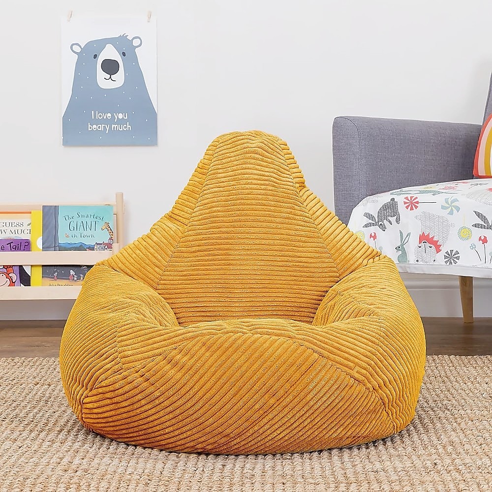 Premium Jumbo Corduroy Unfilled Beanbag Cover, Mustard