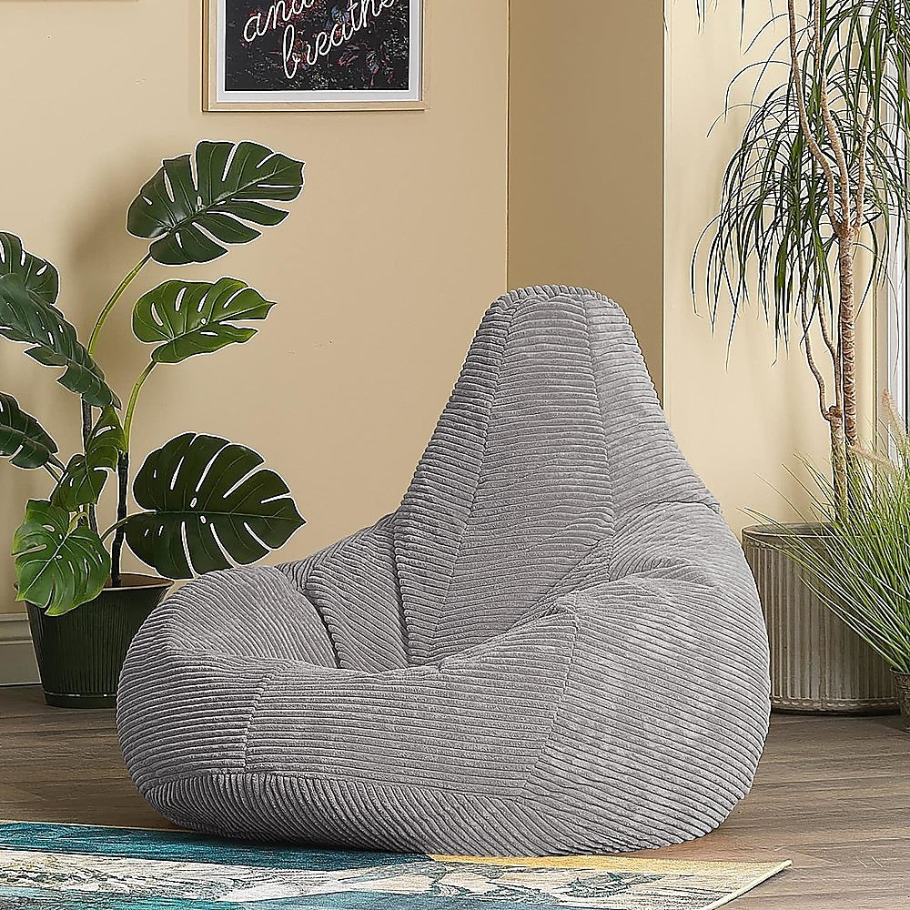 Soft Durable Grey Jumbo Corduroy Beanbag Cover - Large