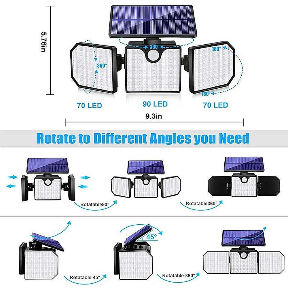 230 LED Waterproof Solar Motion Sensor Security Lights, 260LM