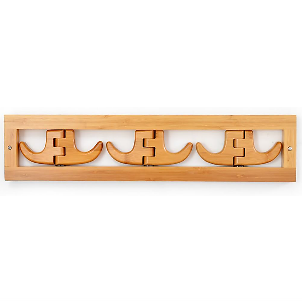 Foldable Wall-Mounted Bamboo Coat Rack with Hooks