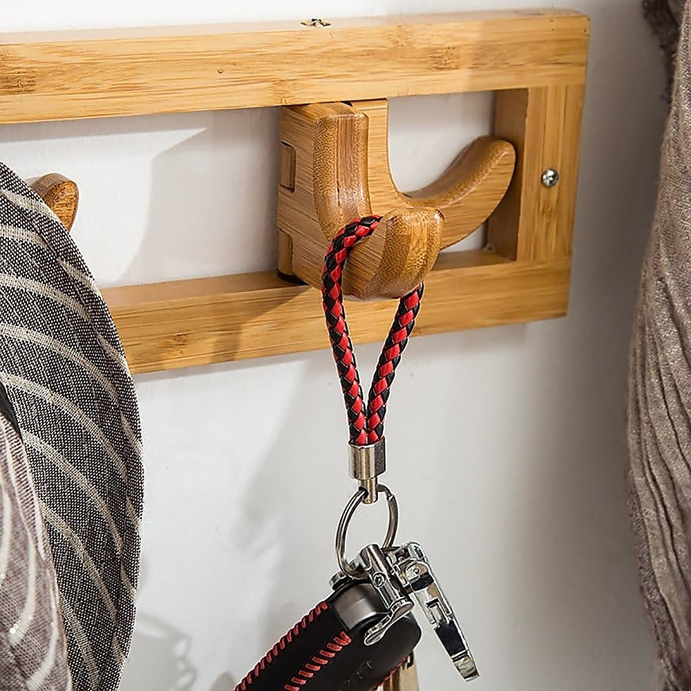 Foldable Wall-Mounted Bamboo Coat Rack with Hooks