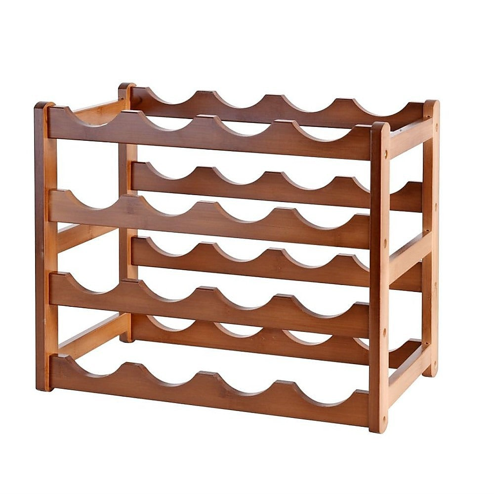 Stackable Bamboo Wine Rack - Holds 12 Bottles, Easy Assembly