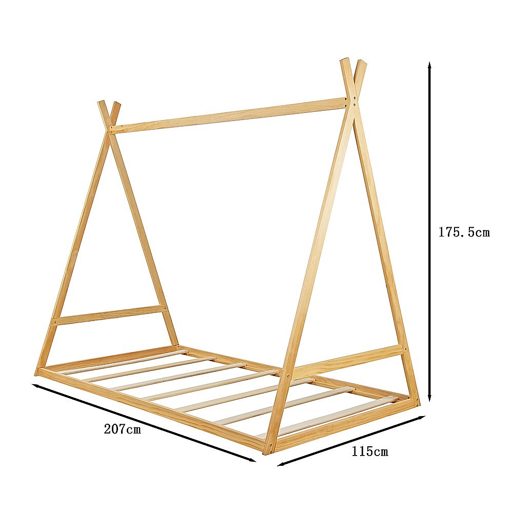 Natural Pine Montessori Toddler Floor Bed Frame King Single