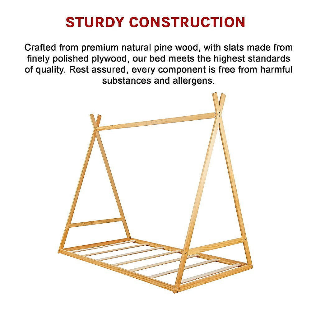 Natural Pine Montessori Toddler Floor Bed Frame King Single