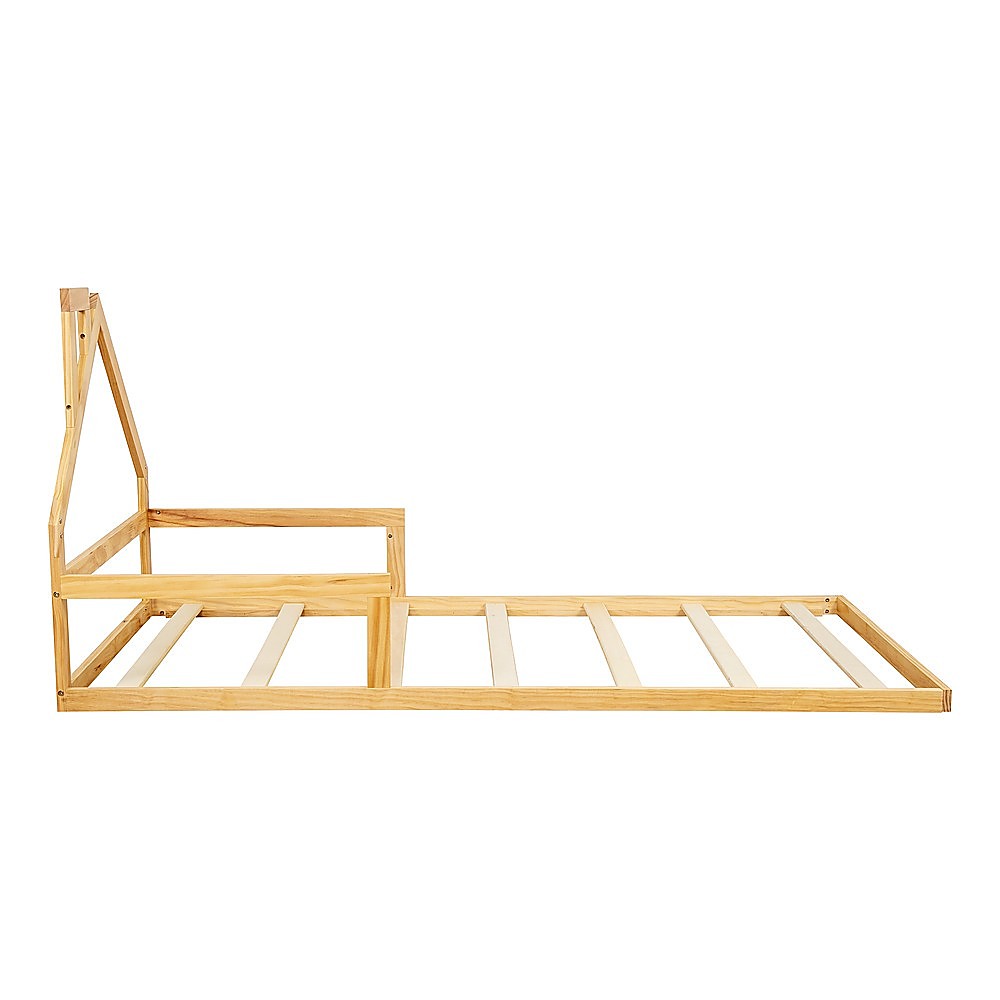 Pine Wood Single Floor Bed House Frame for Kids