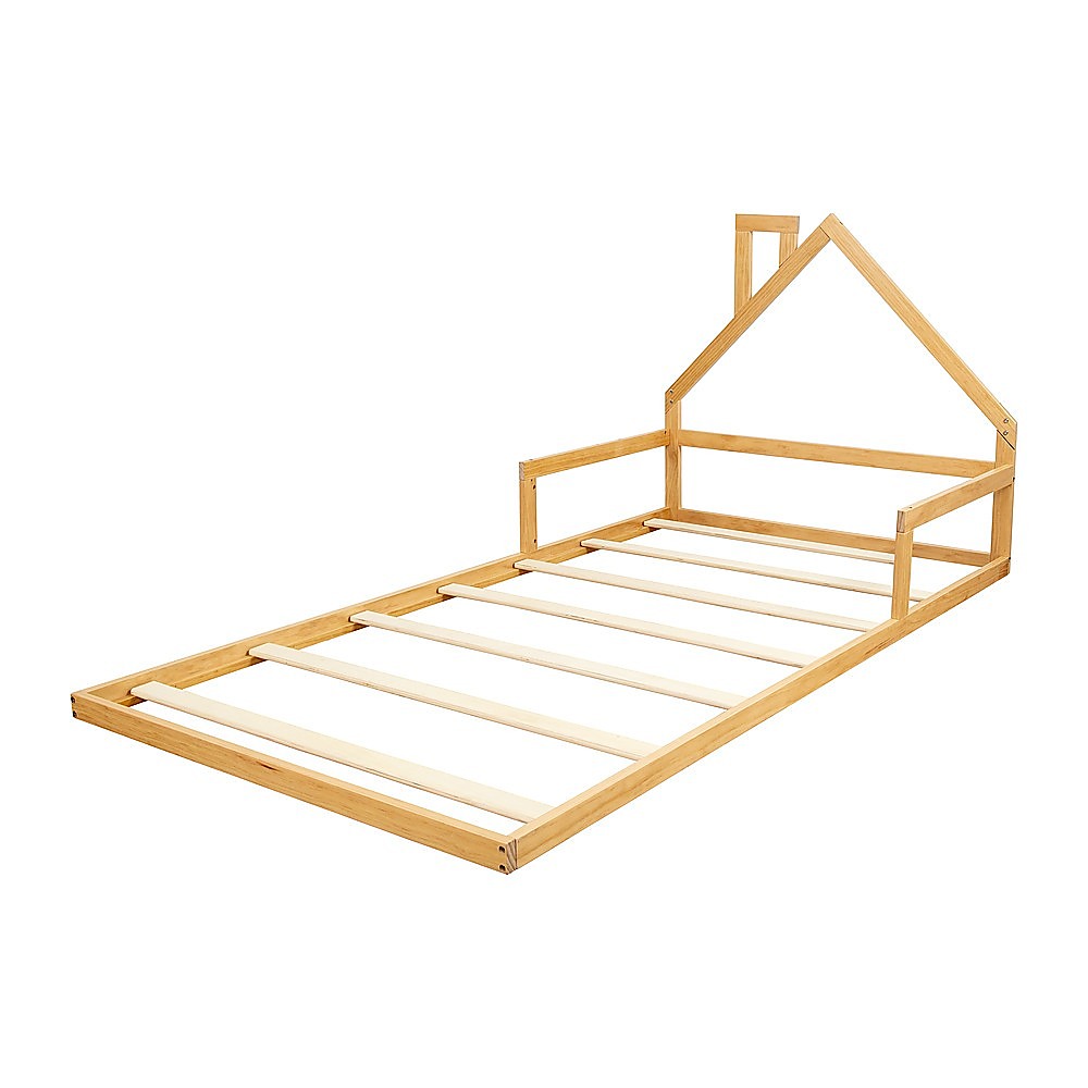 Pine Wood King Single Floor Bed House Frame for Kids