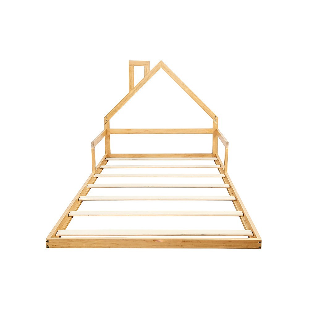 Pine Wood King Single Floor Bed House Frame for Kids