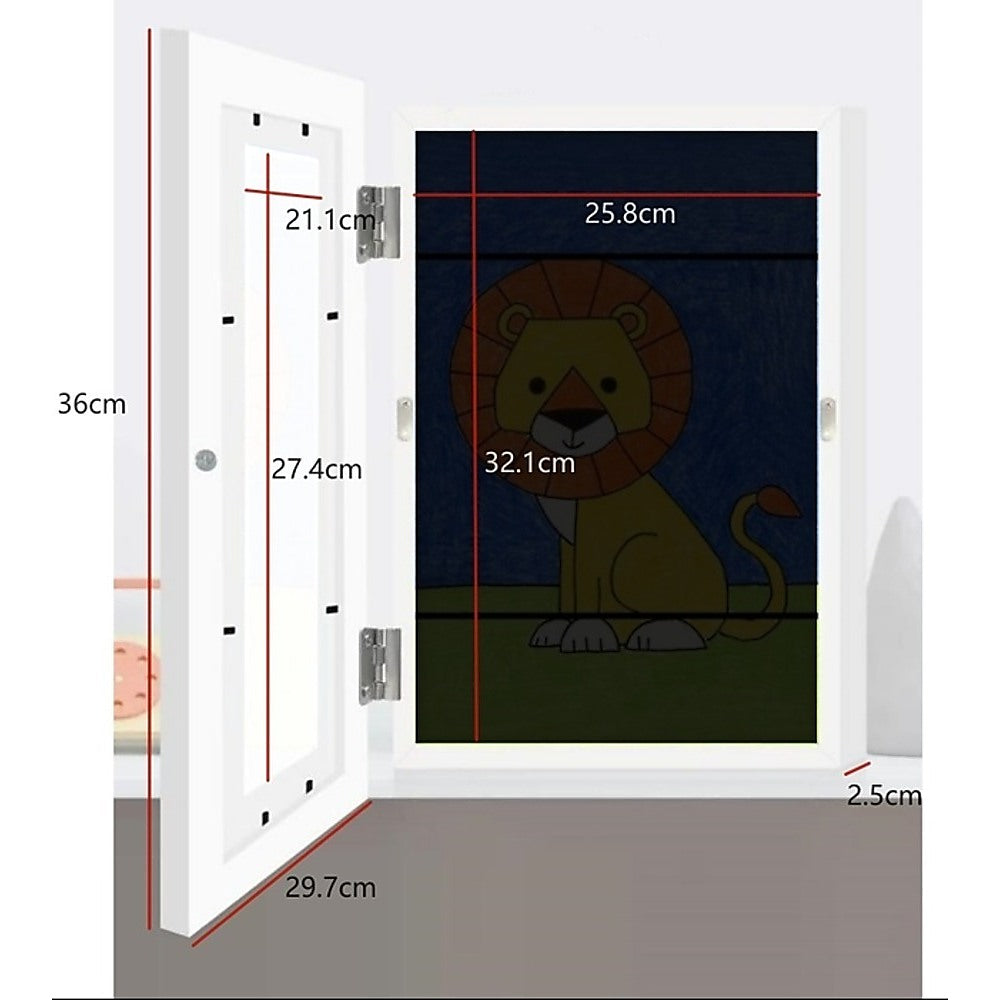 Magnetic Wood Kids Art Frame - Holds 150 Pictures