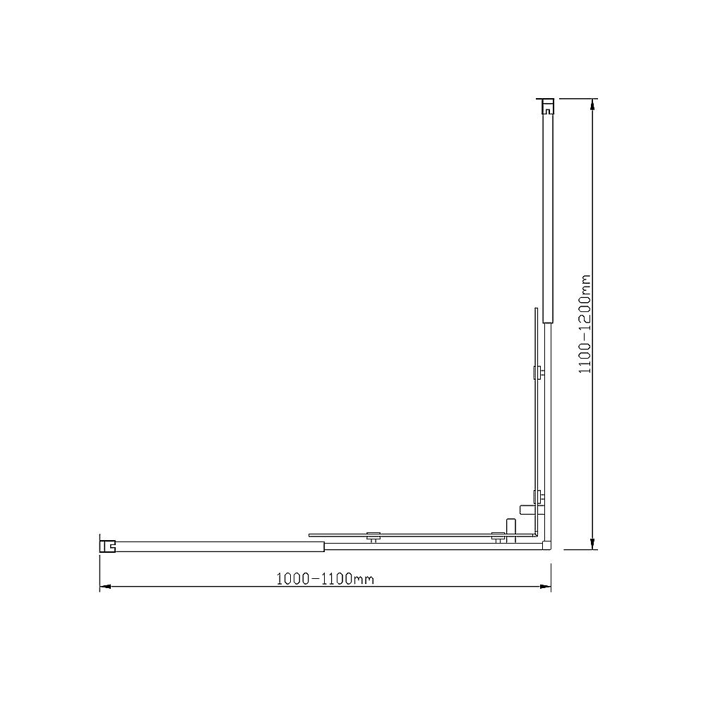 6mm Tempered Glass Sliding Shower Screen, 1100x1200mm, Chrome