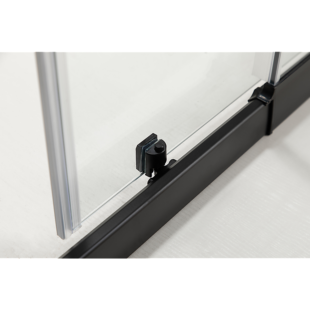 Black Double Sliding Glass Shower Screen 1100x1100mm, 16-Wheel System