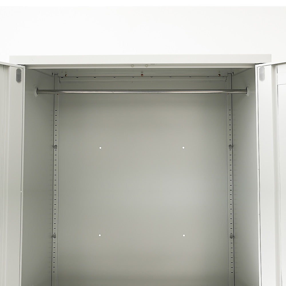 Grey Two-Door Metal Cabinet Storage with Shelves, 90x45x181cm