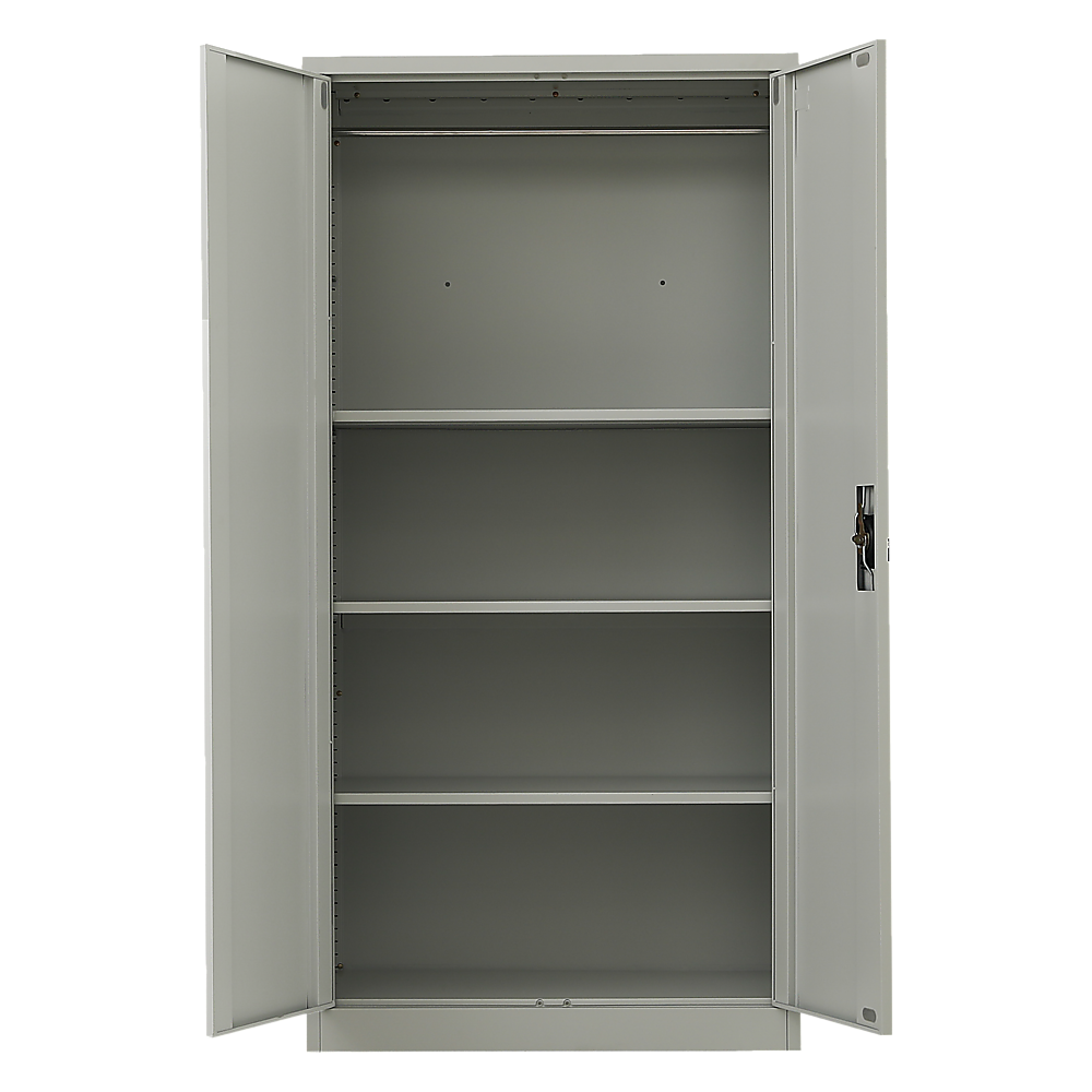 Grey Two-Door Metal Cabinet Storage with Shelves, 90x45x181cm