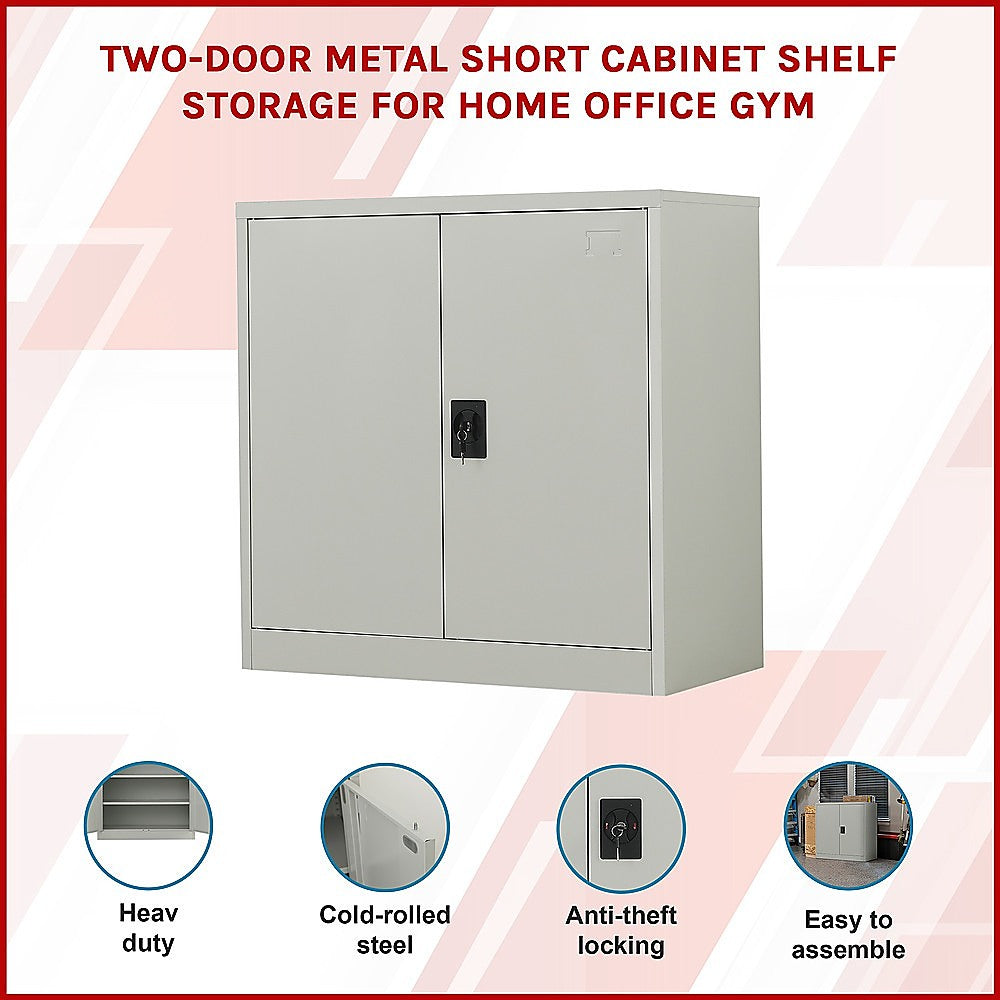 Durable Grey Two-Door Metal Cabinet with Lockable Storage