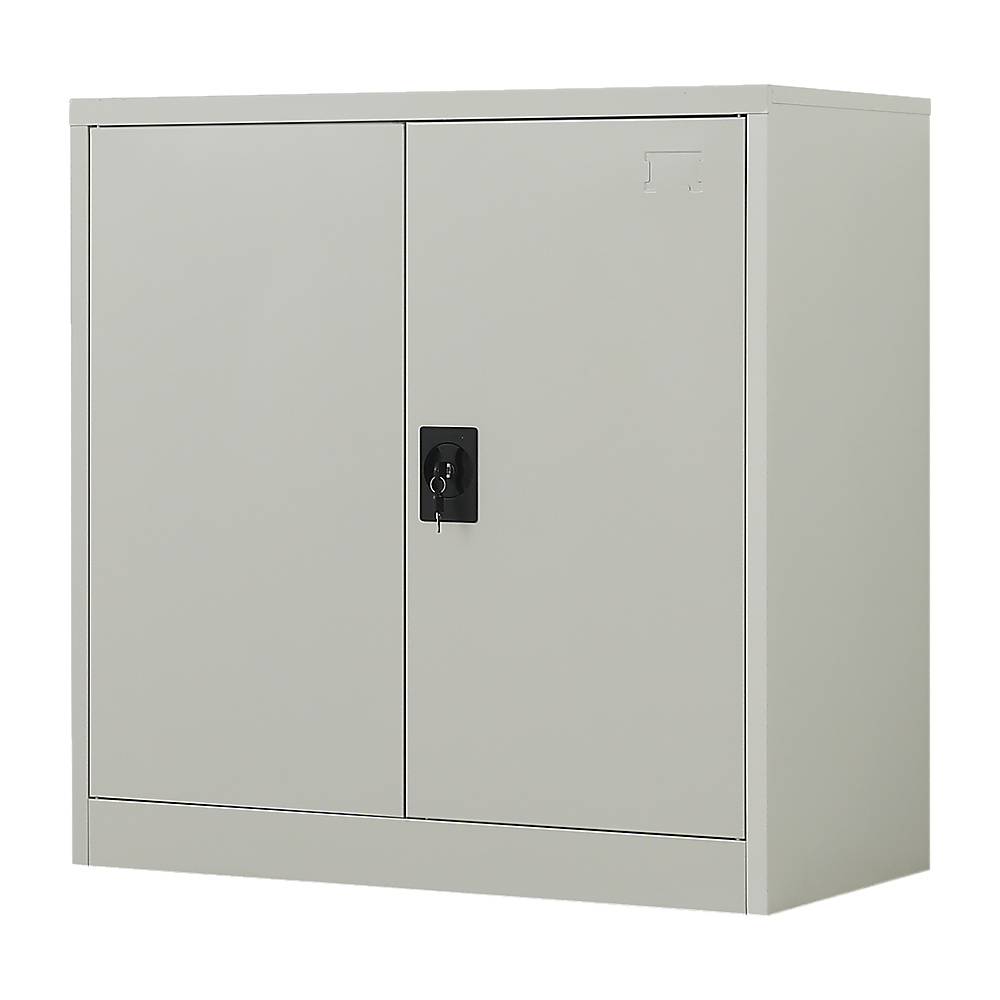 Durable Grey Two-Door Metal Cabinet with Lockable Storage