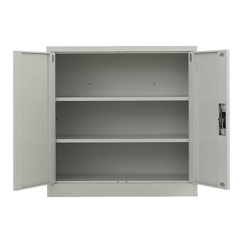 Durable Grey Two-Door Metal Cabinet with Lockable Storage