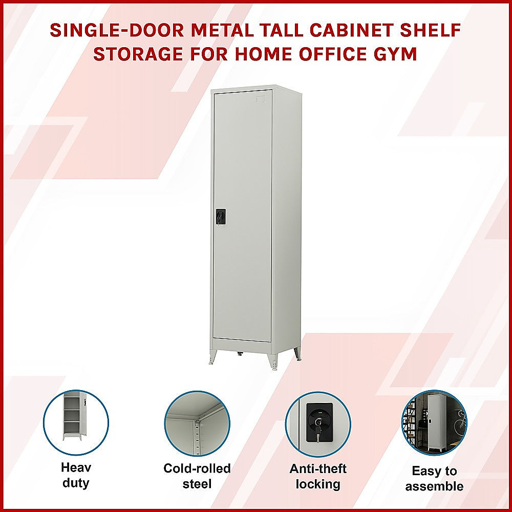 Lockable Metal Tall Cabinet 4-Shelves, Adjustable Legs – Randy & Travis