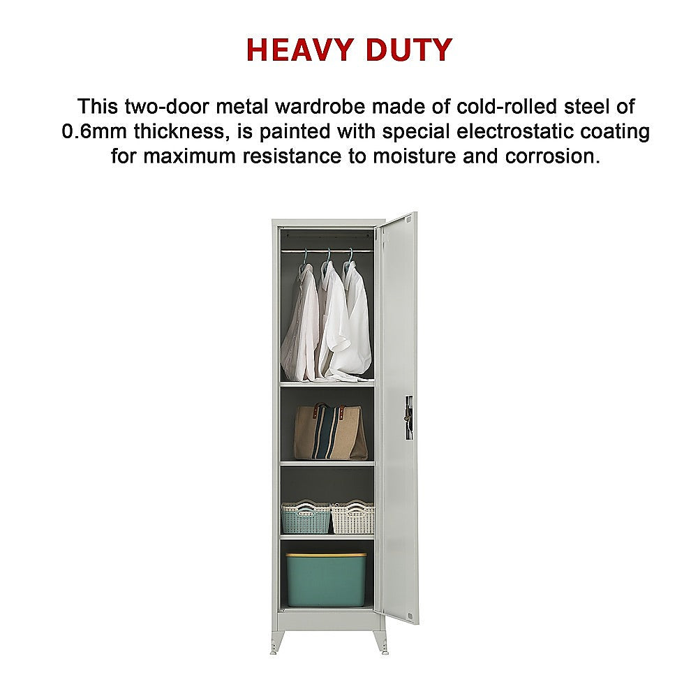 Lockable Metal Tall Cabinet 4-Shelves, Adjustable Legs – Randy & Travis