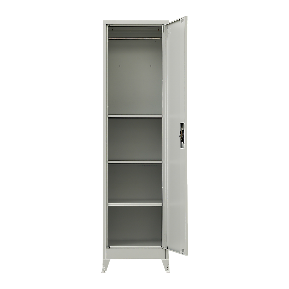 Lockable Metal Tall Cabinet 4-Shelves, Adjustable Legs – Randy & Travis