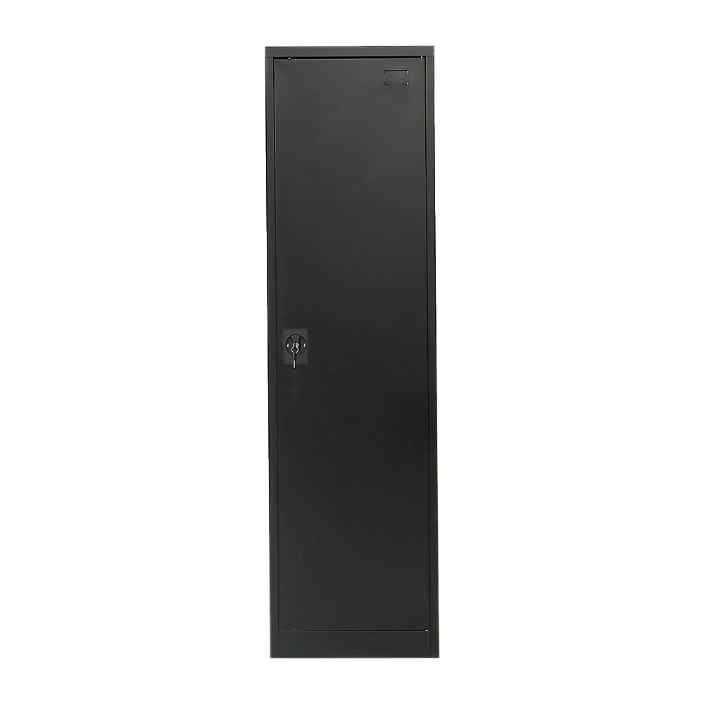 Black Metal Single-Door Tall Cabinet with 4 Shelves, 181cm