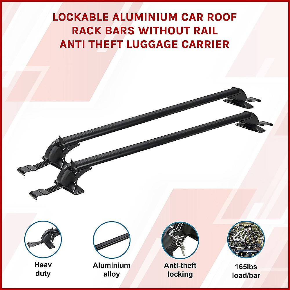 Lockable Anti-Theft Aluminium Car Roof Rack Bars 105cm