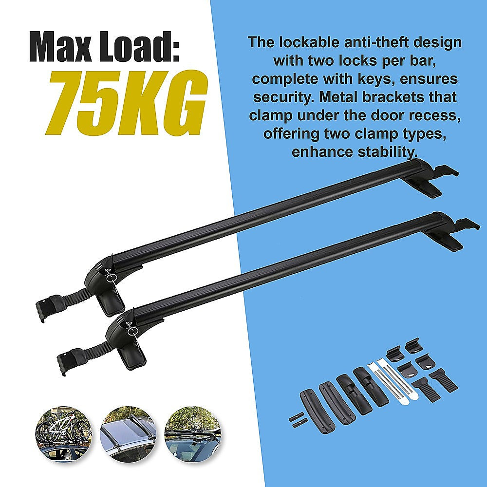 Lockable Anti-Theft Aluminium Car Roof Rack Bars 105cm