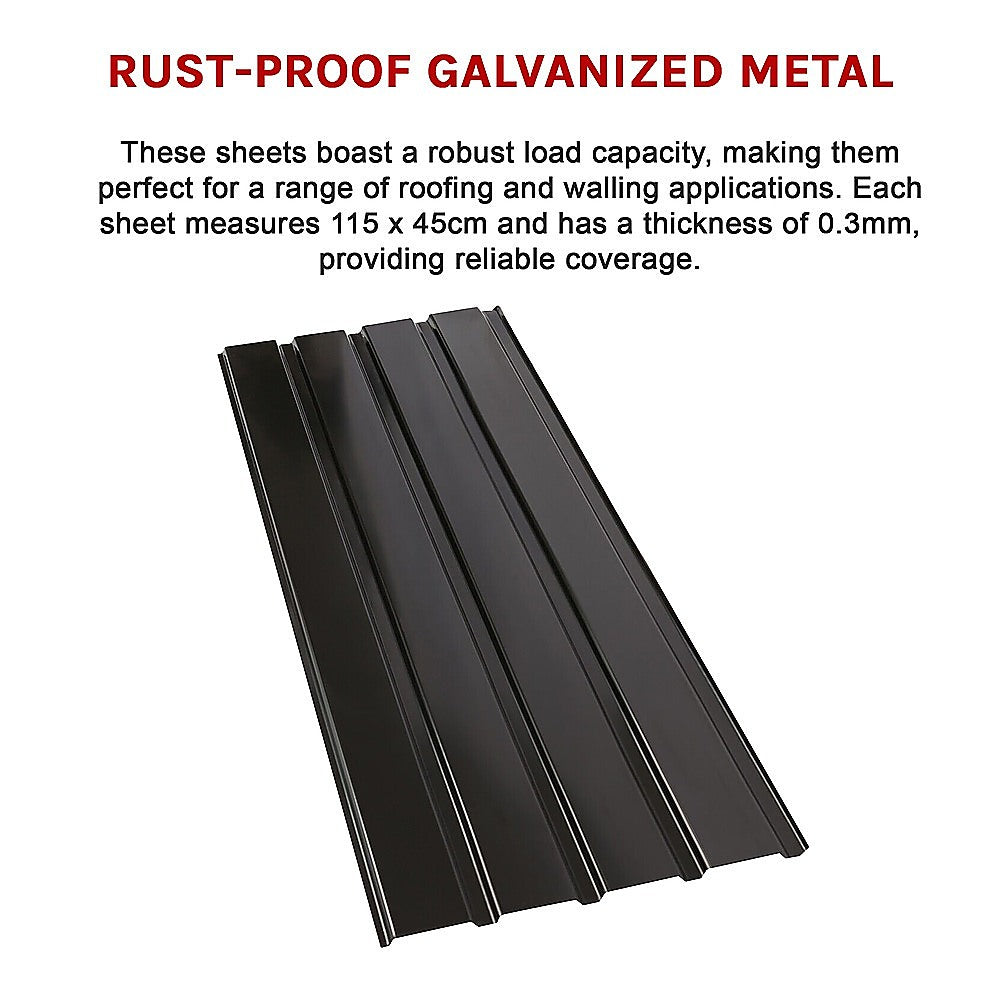 Rust-proof Steel Corrugated Roof Sheets 12 Pack Black